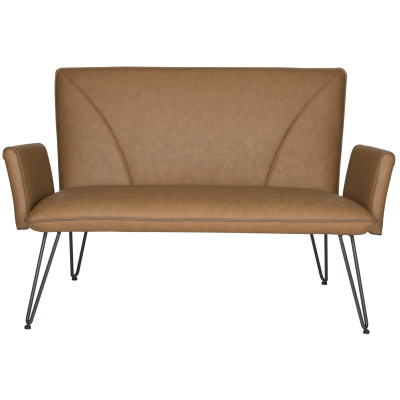 Dormilee 51.9'' Faux Leather Loveseat, Camel Faux Leather