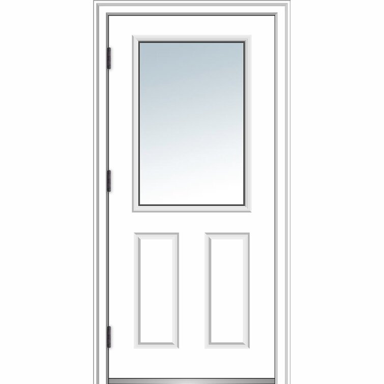 Clear Glass Full Lite Steel Primed Prehung Front Entry Door