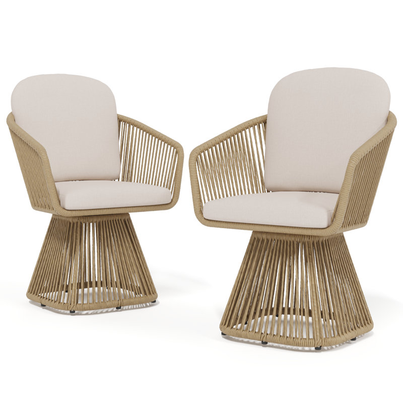 Fauteuil pivotant extérieur en osier 2 pièces