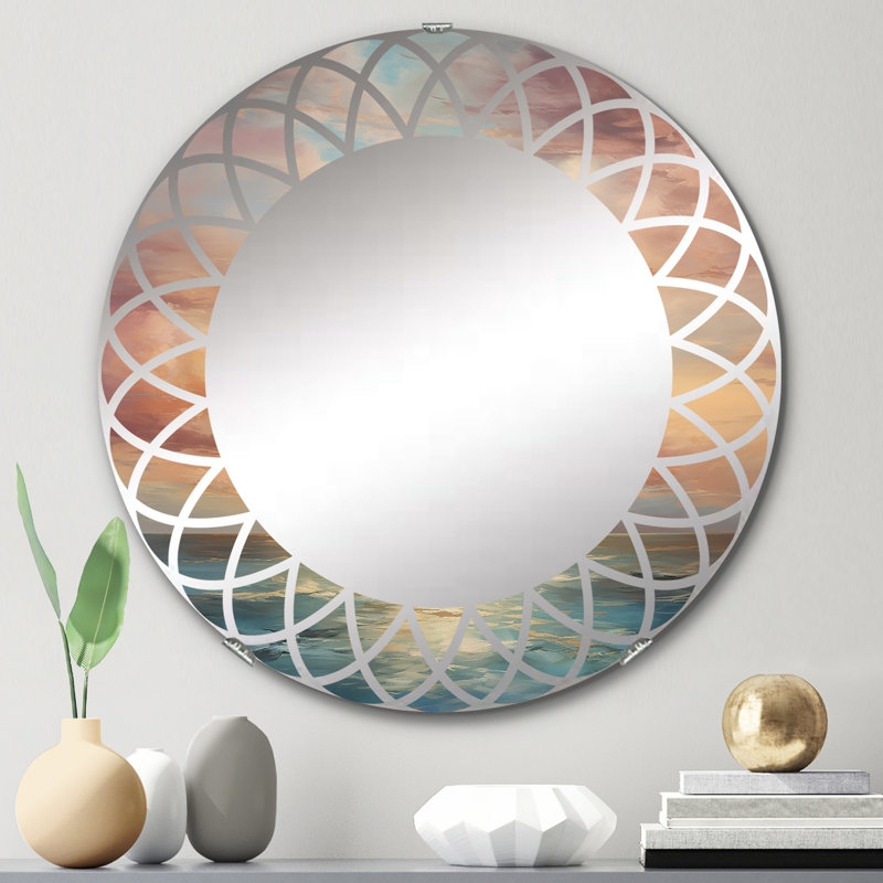 Brickingham - Miroir mural paysager rond, 24 po x 24 po