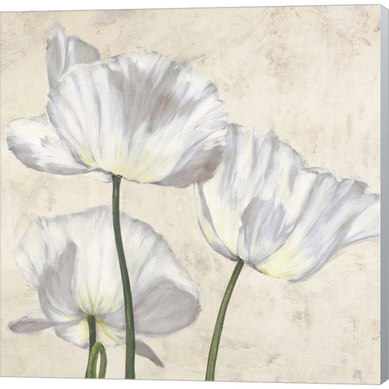 «Poppies In White II» par Luca Villa, art mural sur toile, H 24 po x l 24 po x P 1,5 po