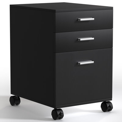 3 Drawer File Cabinet,Preassembled Wooden Storage Organizer for Files,Under Desk Printer Stand,Mobile on Wheels,19" L x 16" W x 22" H​
