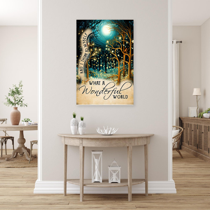 «Forest What A Wonderful World», reproduction d'art graphique sur toile tendue 1 pièce, L 24 po x H 36 po