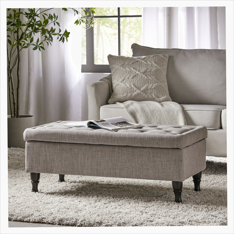 Devari Upholstered Storage Bench, Grey