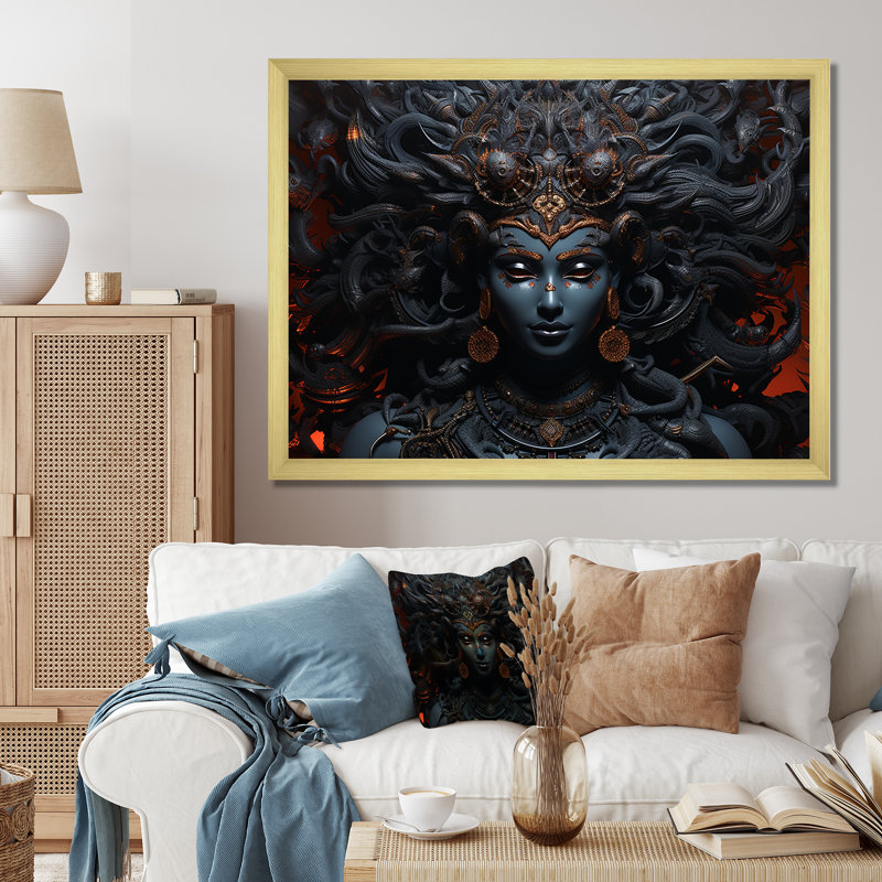 «Hinduism Indras God III», reproduction sur toile, Cadre doré simple, H 16 po x l 32 po x P 1 po