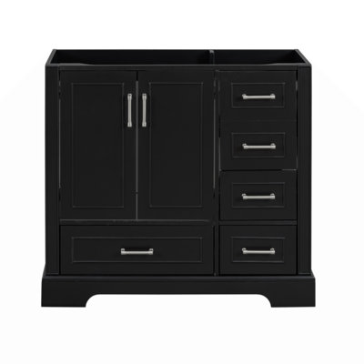 [Armoire seulement] Lavabo de salle de bain traditionnel noir de 36 po non inclus