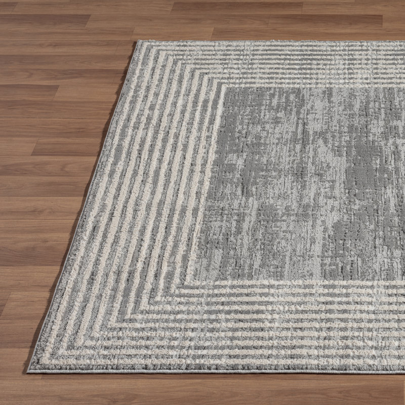 Tapis moderne à motif géométrique uni, Rectangle 5 pi 3 po x 7 pi 8 po