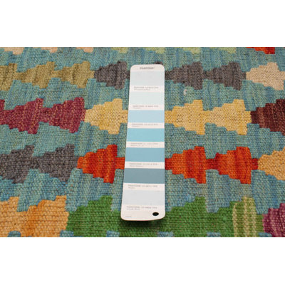 Tapis bleu nouvel âge en laine 3 pi 2 po x 4 pi 11 po Winell