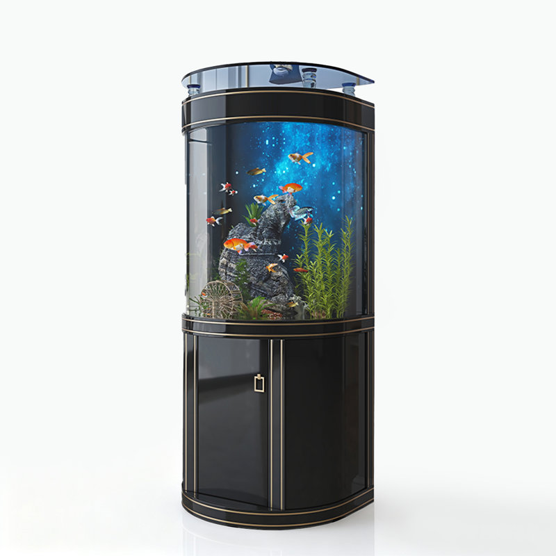Réservoir d'aquarium semi-circulaire Enjoyment, Noir, H 58,27 po x l 39,37 po x P 19,69 po