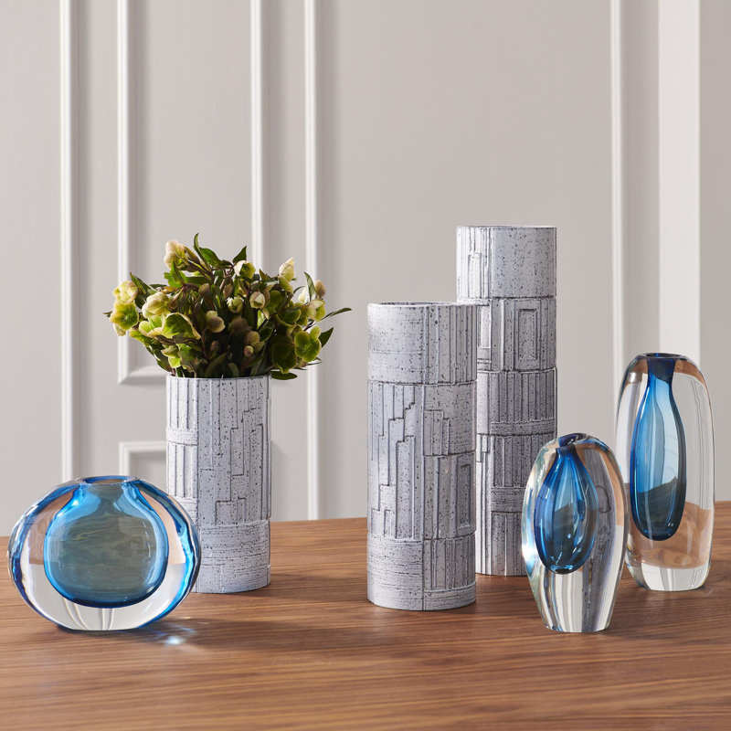 Offset Vase, Light Blue, 10.5" H x 4.5" W x 6" D