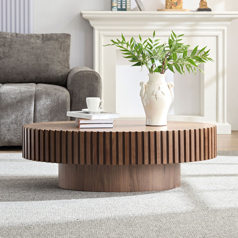 Oval Coffee Table, Espresso Wood, 13.38" H x 43.7" W x 24.8" D