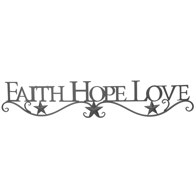 Metal Brown Western Lone Star Faith, Hope, Love Sign Indoor / Outdoor Hanging Wall Décor
