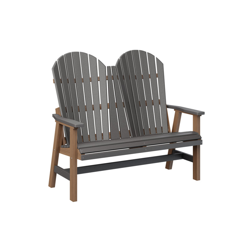 Berlin Gardens Comfo Back Loveseat, Smoke Gray Top/Antique Mahogany Base