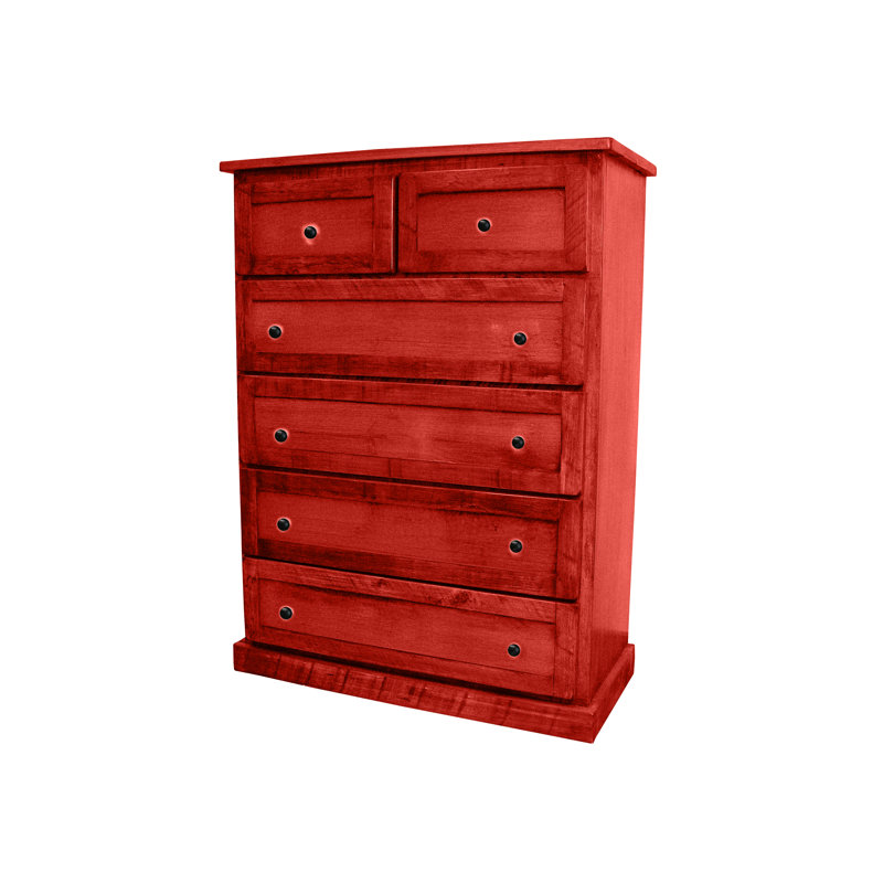 Commode 6 tiroirs Rustic, Rouge persimmon