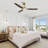 56" Propeller Solid Wood Blades Dimmable LED Ceiling Fan with Light and Remote Control, 3 Color Lights, 6-Speed Reversible DC Motor, Timer