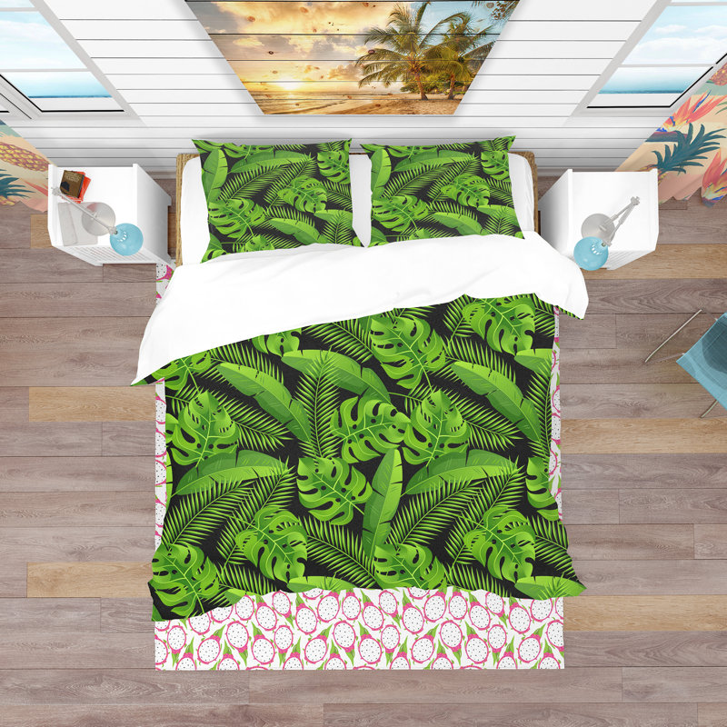 Ensemble de housse de couette tropical, Housse de couette très grand + 2 taies décoratives