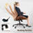 Albaugh Ergonomic Office Chair, High Back Swivel Rolling Executive Chair, Mid-Century Faux Lether with Lumbar Support, Large Computer Desk Task Chair with Suede Fabric for Home-54058885