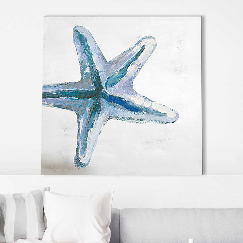 «Ocean Blue Starfish On Gray» par Lanie Loreth, Toile tendue, H 28 po x l 28 po x P 1,5 po
