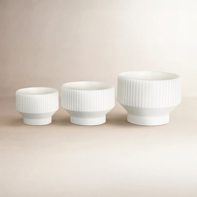 Ensemble de pots à fleurs en céramique 3 pièces Destina, Blanc