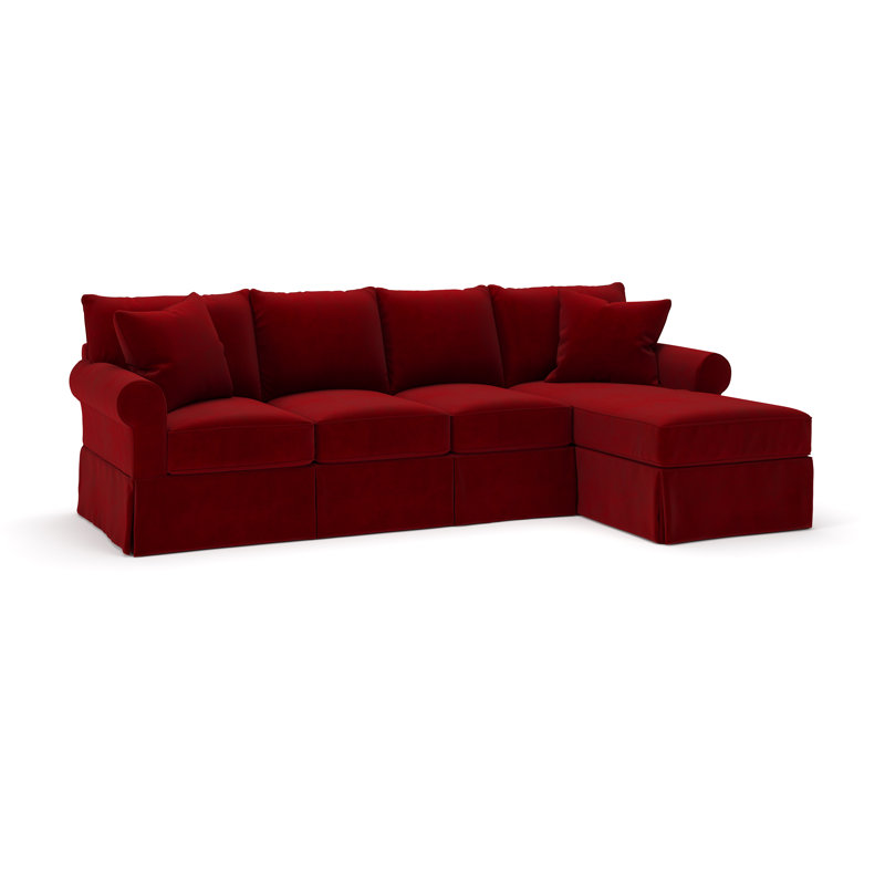 Amari Slipcovered Sectional with Sleeper Sofa, Right Hand Facing, Bella Ruby Performance Velvet
