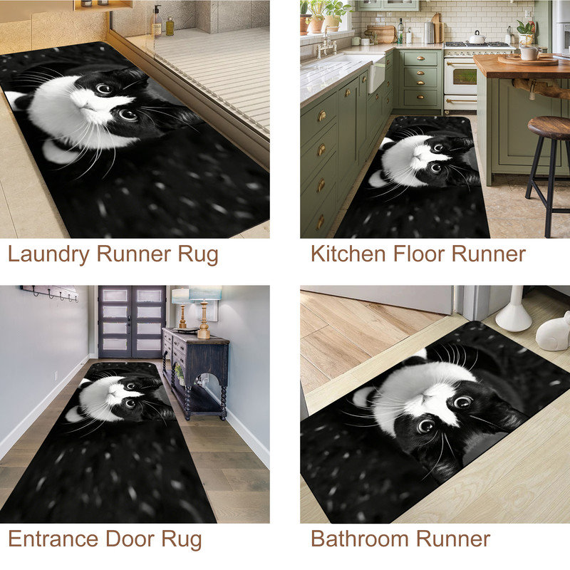  Tapis d'intérieur antidérapant pour chat d'intérieur et noir Tuxedo, 24 po x 36 po, Chat mignon, 24"x36"