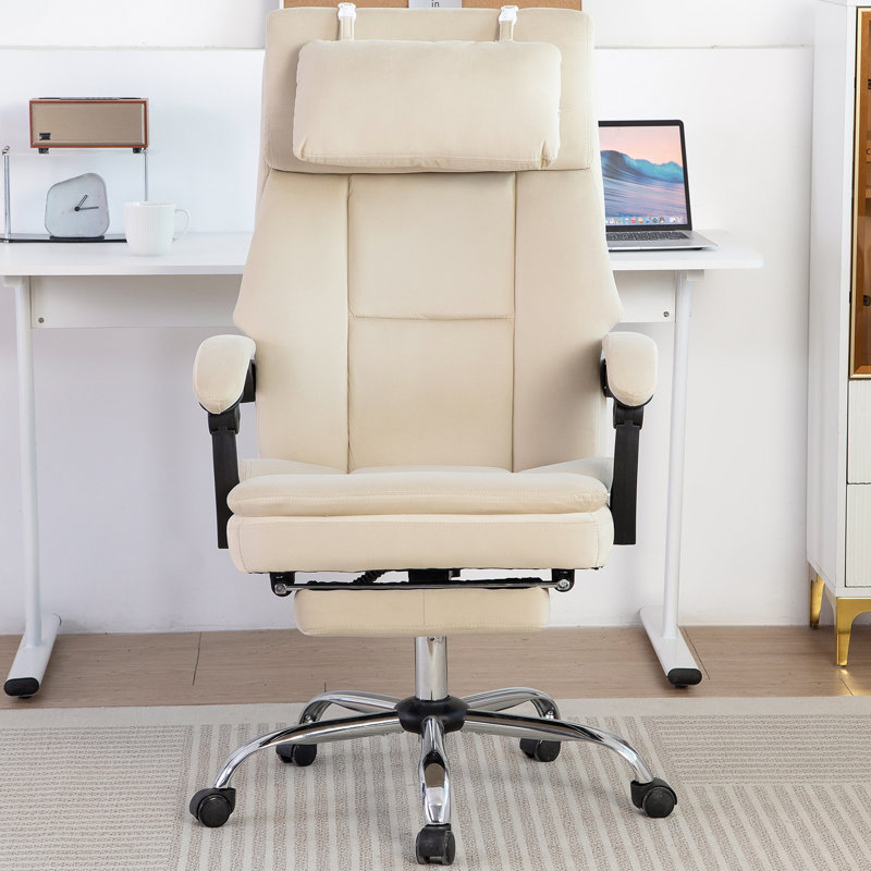 Fauteuil inclinable et ergonomique réglable en velours haut, Beige