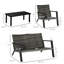 Ensemble de meubles de patio 4 pièces, canapé causeuse, 2 chaises et table basse d'extérieur
