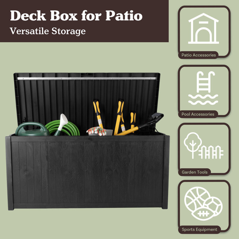 Outdoor Storage Box - 113 Gallon Lockable Deck Box for Pool Accessories, Patio Furniture Cushions, or Package Delivery for Outside by Pure Garden