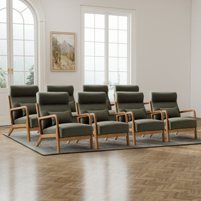 Cashel 26'' Wide Transitional Traditional Upholstered Accent Chair with Lumbar Pillow(Set of 8)