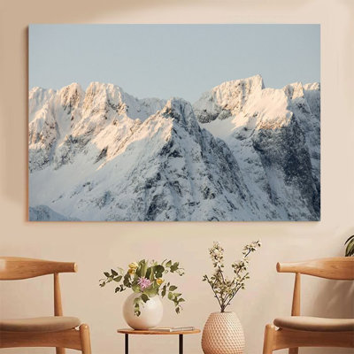 1Pc Framed Canvas Poster Print Golden Light on Snow-Capped Peaks Wall Art Decor, Perfect for Room Decor Living Room Bedroom Office Kitchen Bathroom Home Decor, Ideal Home Wall Decoration Gift