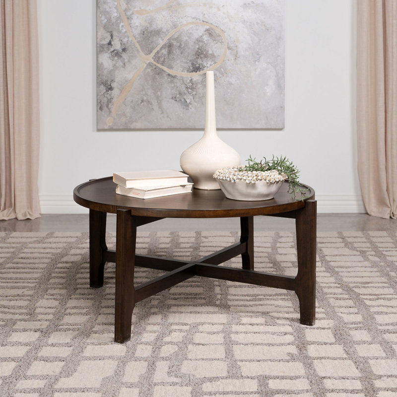 Mavis Dark Brown Round Solid Wood Coffee Table