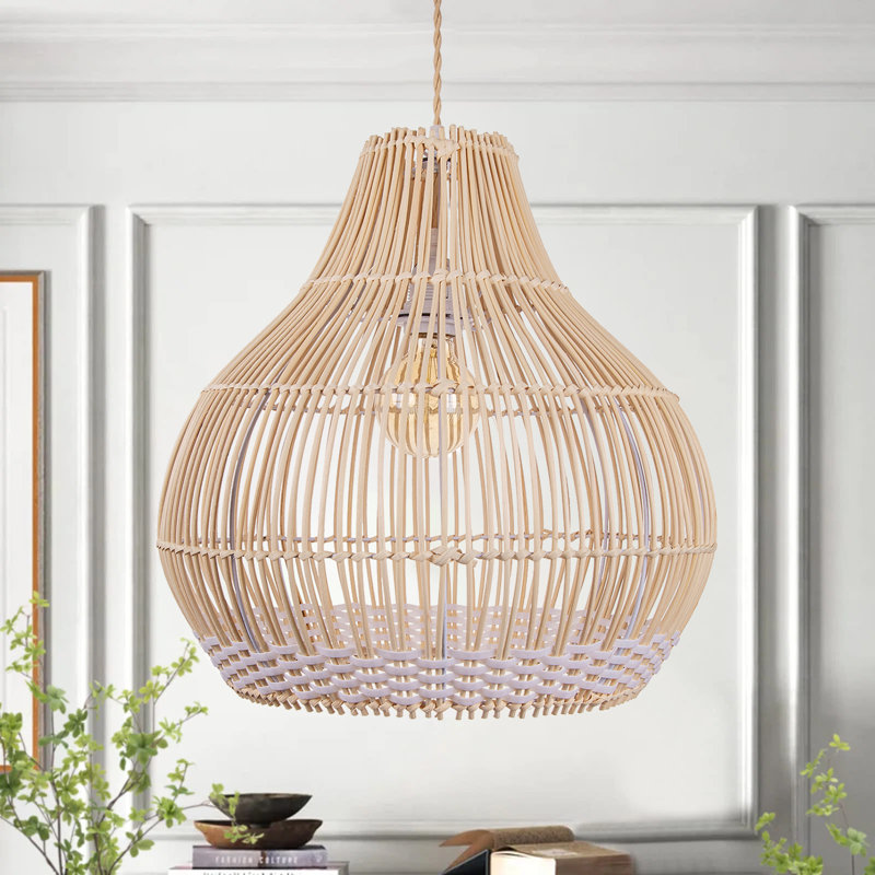 Luminaire suspendu moderne en rotin naturel
