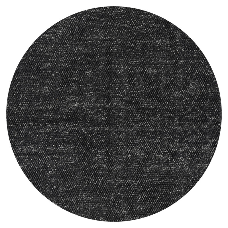 Wool Area Rug in Black, Round 4'11"