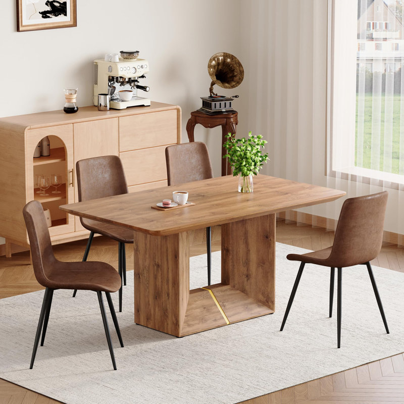 63" Rectangular Dining Table Set, 5 Pieces: Table, 4 Chairs