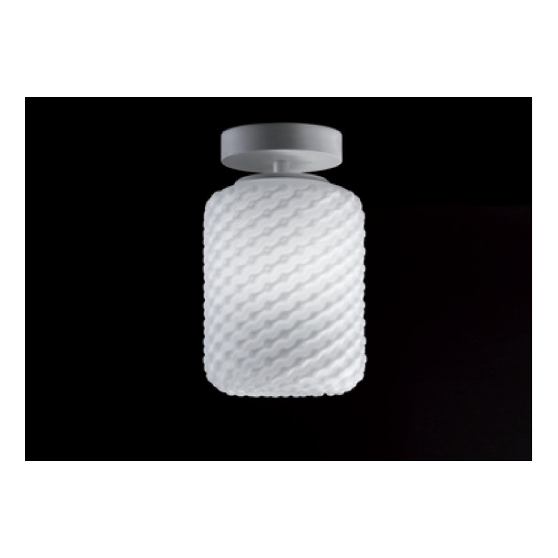 Domino Glass Semi Flush Mount, White, 23cm H x 15cm W x 15cm D