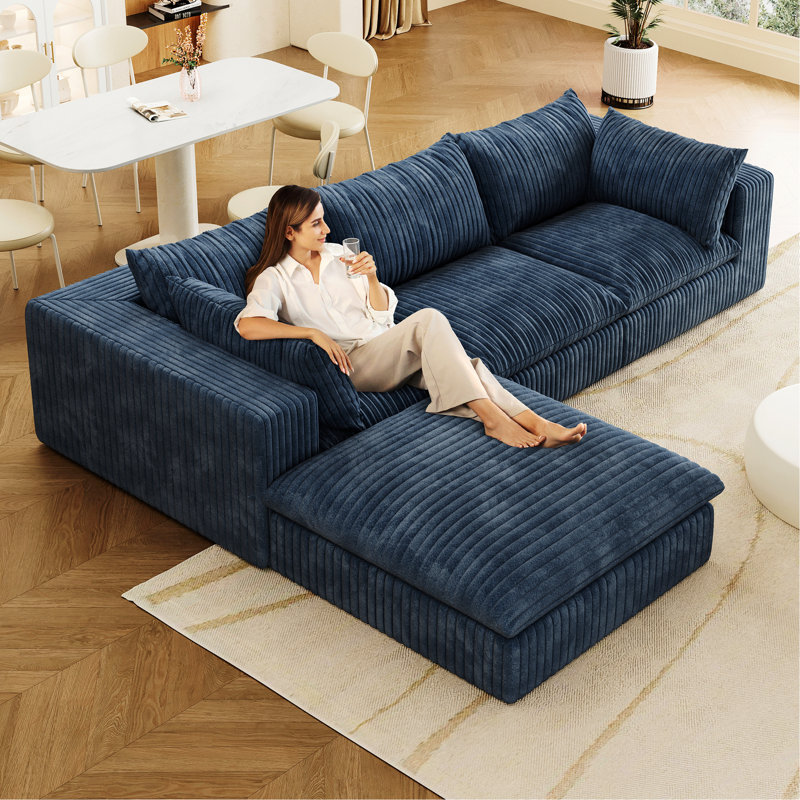 Canapé avec coussin amovible, Blue, H 24 po x l 118,2 po x P 78,8 po