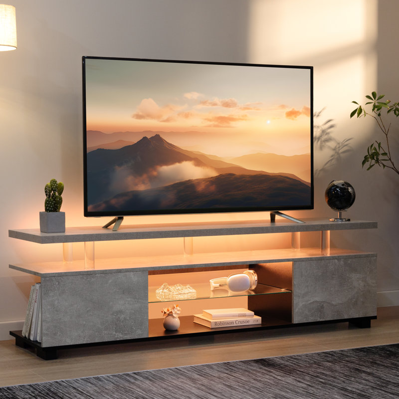 LED TV Stand White TV Stands for Living Room Modern TV Stand with Storage for 65/70/75 inche TVs Entertainment Center for Living Room