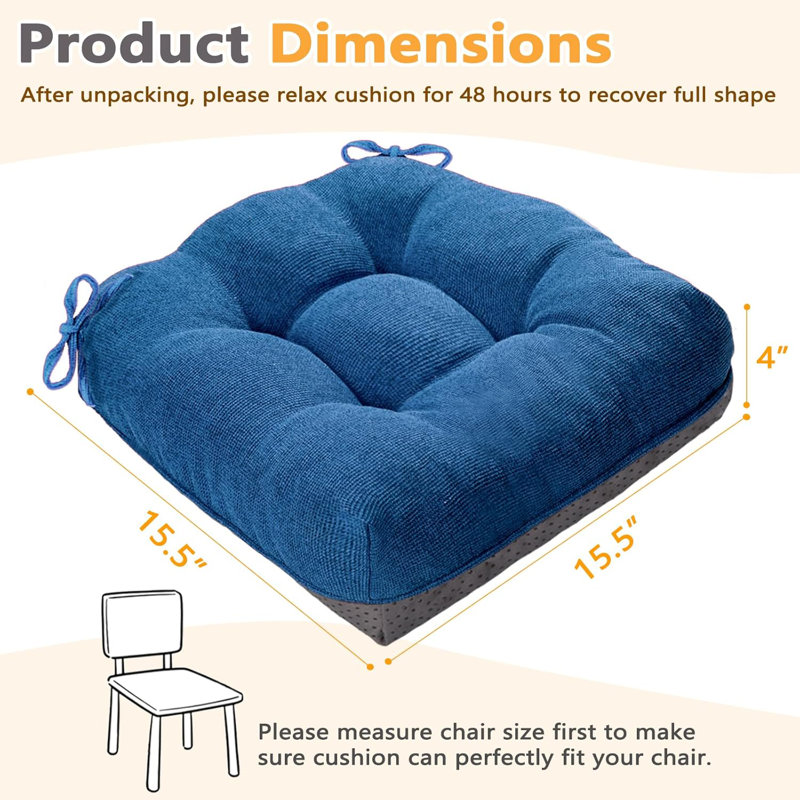 Ensemble de 4 coussins de chaise de salle à manger bleus