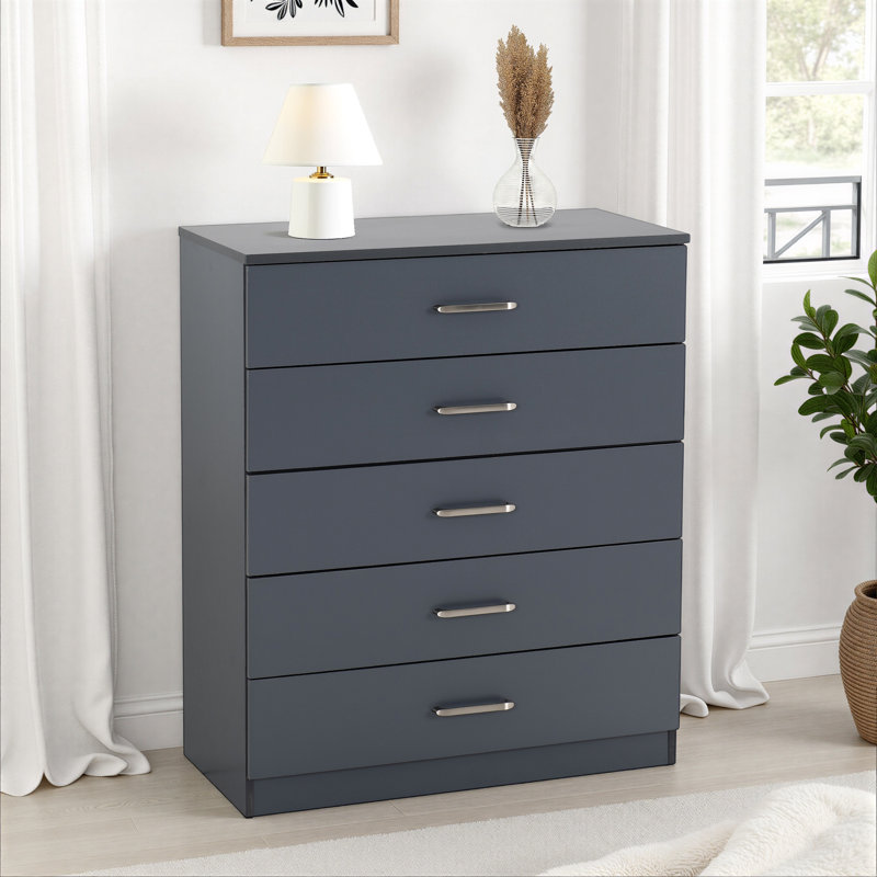 Sumrah 75cm W 5 - Drawer Chest of Drawers, Grey