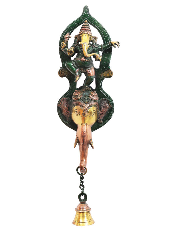 Cloche suspendue 14 po Ganesha dansante en laiton | Fait à la main | Fabriqué en Inde