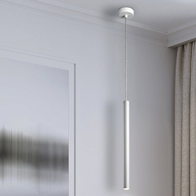 Reinerton 1 - Light Matt White LED Cylinder Pendant