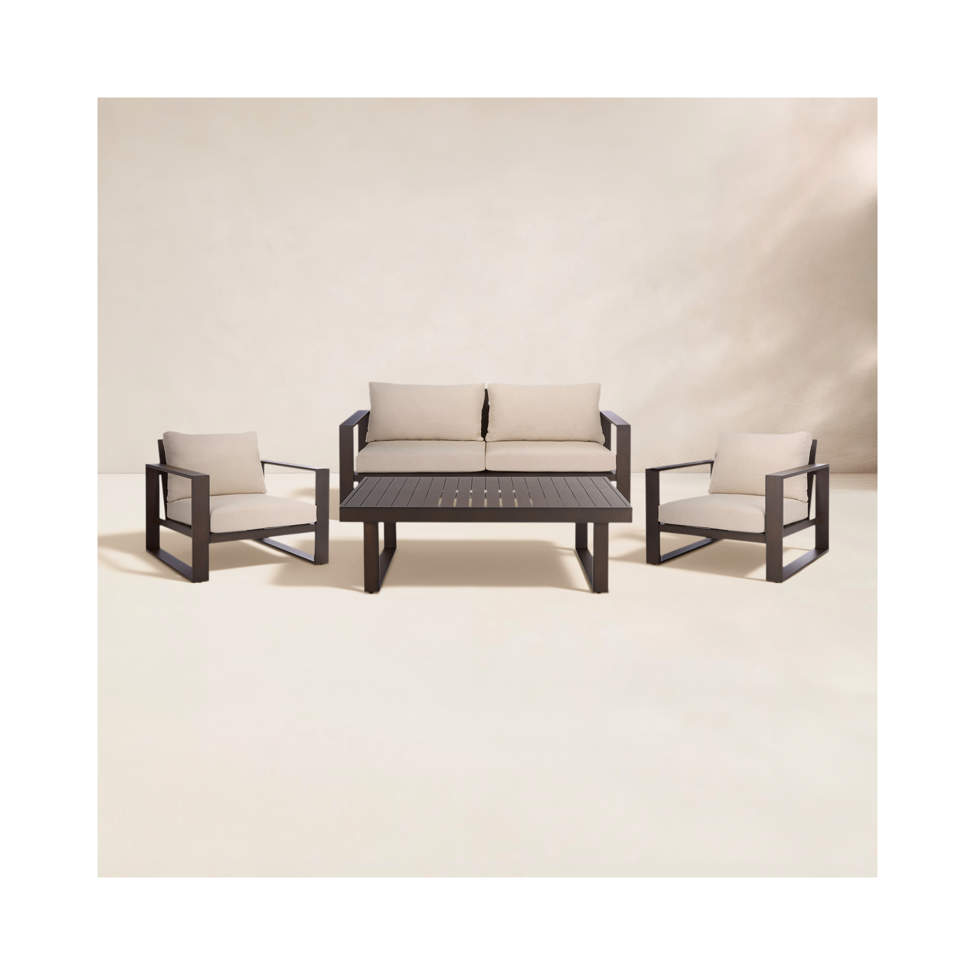 Dwyer 4 Person Patio Conversation Set, Brown