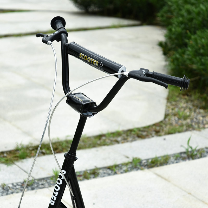 Adjustable Black Steel Frame Kick Scooter with Dual Brakes