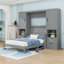 Lit escamotable double en bois avec 4 tiroirs et tablettes-543984695