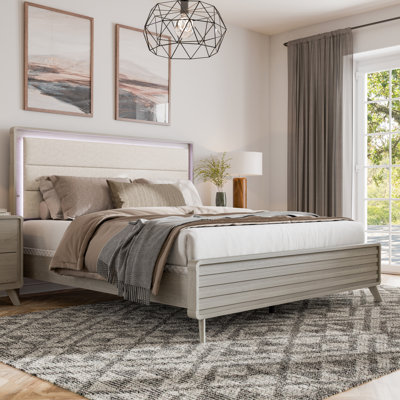 Dvorak Solid Wood LED Panel Bed