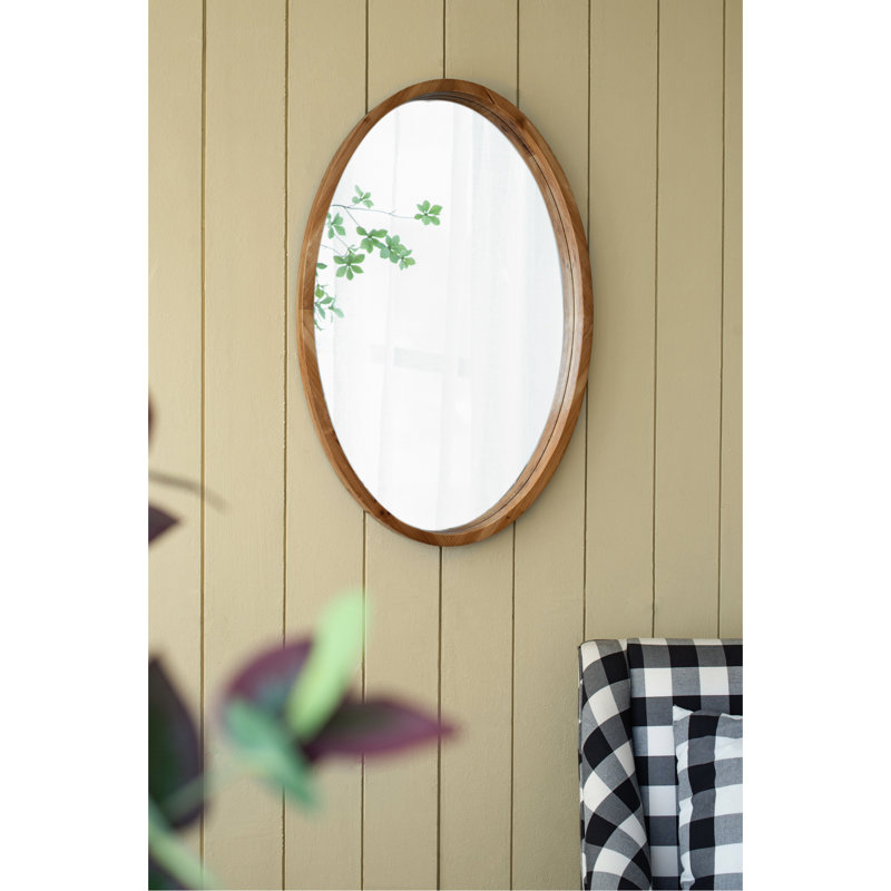Miroir de salle de bain ovale à cadre en bois - Reflect Your Taste