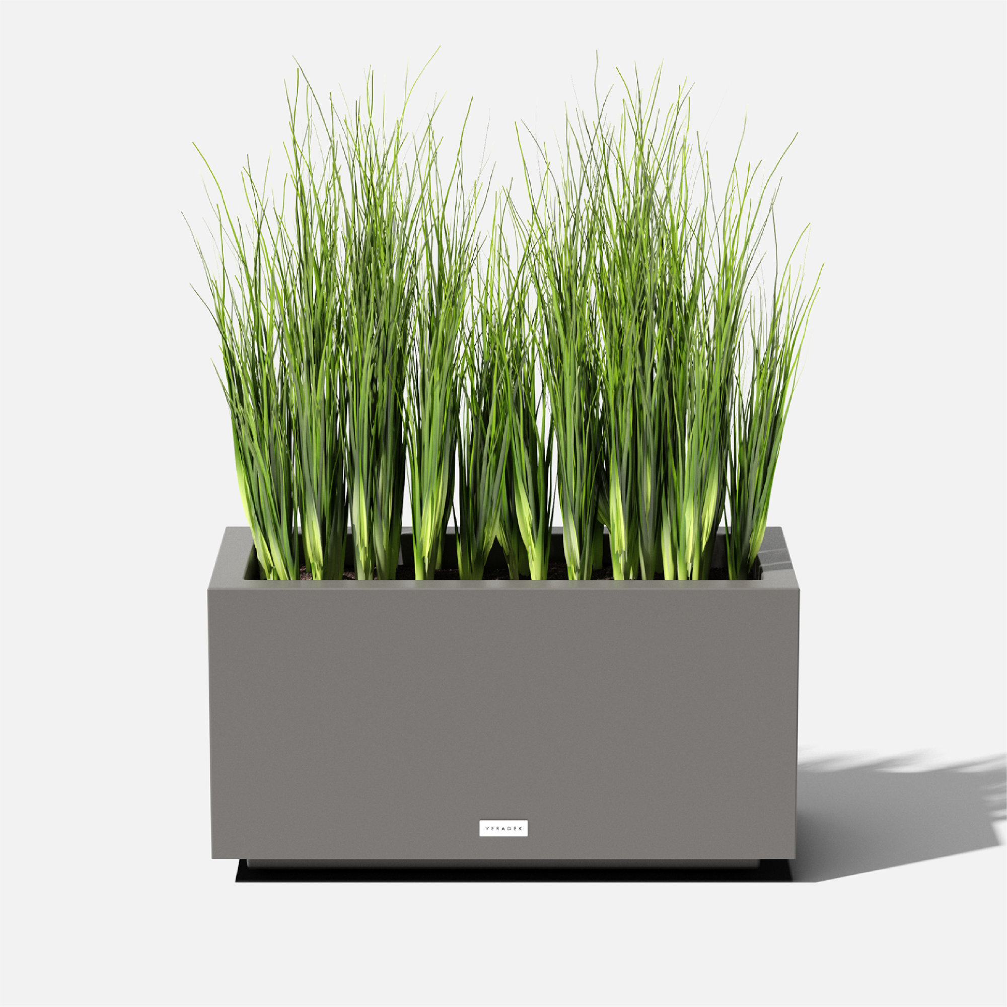Block Series Long Box Planter, 13.25” H x 24.75” W x 11” D, Gray