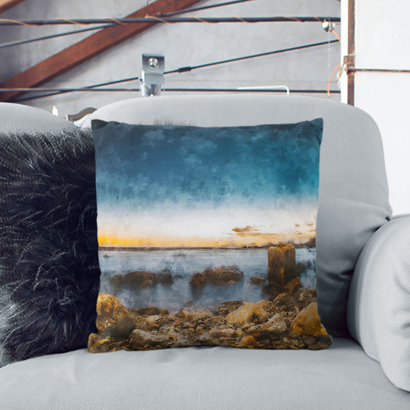 Ocean View Cushion with Filling, Black, 40cm H x 40cm W x 15cm D