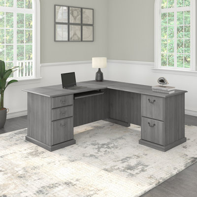 Raker Reversible L-Shape Computer Desk with Drawers