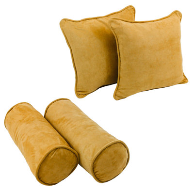 4 Piece Microsuede Throw/Bolster Pillow Set